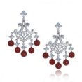 Серьги Серебро 925 коралл синт, циркон 025 352 01 21-02775 2010 г инфо 5781w.